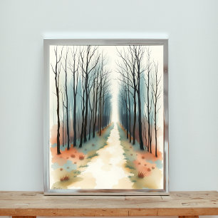 Poster Caminho da Floresta de Inverno Encantado