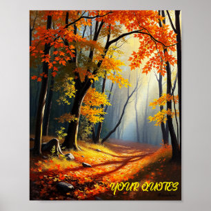Poster Caminho da Floresta de outono do ouro