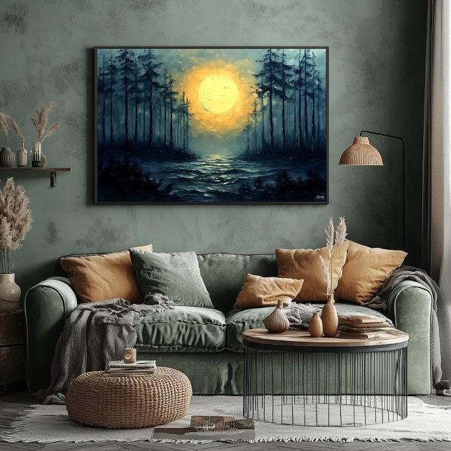 Poster Caminho da Floresta Serene Moonlit com Lua Cheia (Criador carregado)