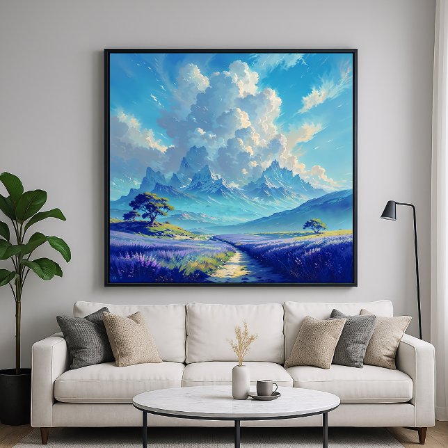 Poster Caminho da lavanda - Painterly Landscape Art (Criador carregado)