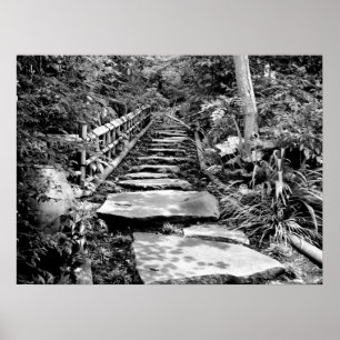 Poster Caminho da Pedra de Revisão em Preto e Branco