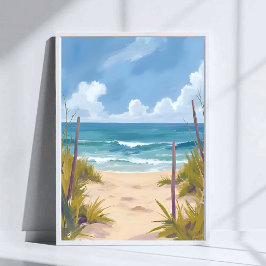 Poster Caminho da Praia | Água Oceânica Pintura Costeira 