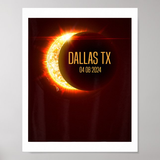Poster Caminho Da Totalidade Dallas Tx 4.8.24 Ecli Solar  (Frente)