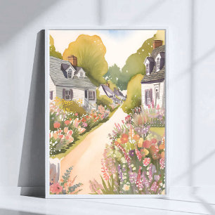 Poster Caminho das Flores Silvestres   Aquarela de Cidade