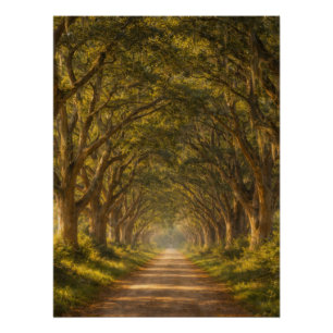 Pôster Caminho de Carvalho Vivo   Paisagem   Poster