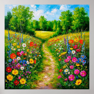 Poster Caminho de Flores Silvestres Através de um Verão E