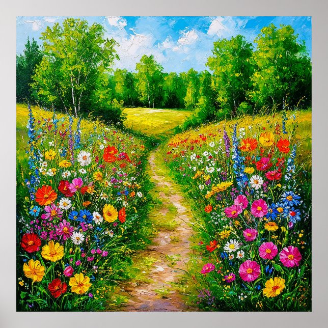 Poster Caminho de Flores Silvestres Através de um Verão E (Frente)