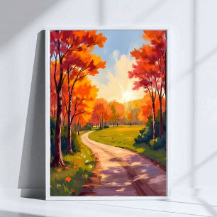 Poster Caminho de Outono   Paisagem da Natureza com Folha