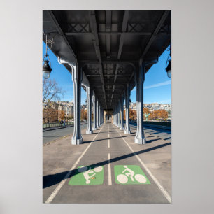 Poster Caminho do Ciclo no Ponto Bir-Hakeim - Paris, Fran