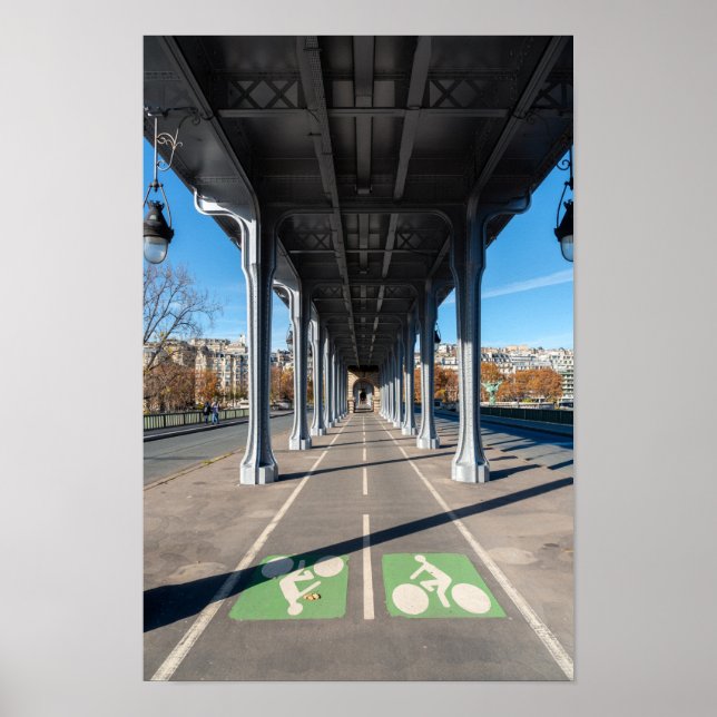 Poster Caminho do Ciclo no ponto Bir-Hakeim - Paris, Fran (Frente)