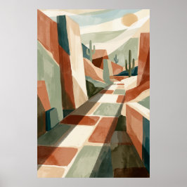 Poster Caminho do Deserto Boho Pôr do Sol, Arcos Geométri