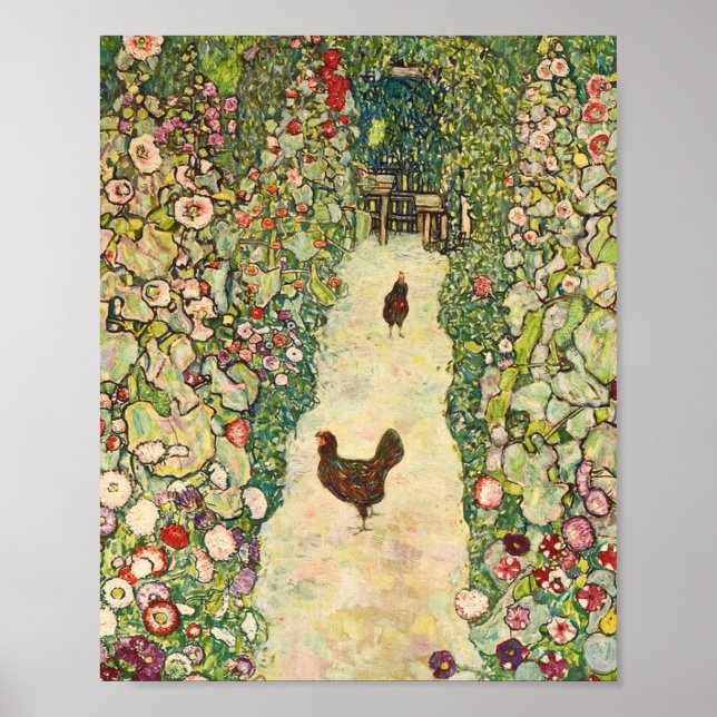 Poster Caminho do Jardim com Galinhas por Gustav Klimt (Frente)