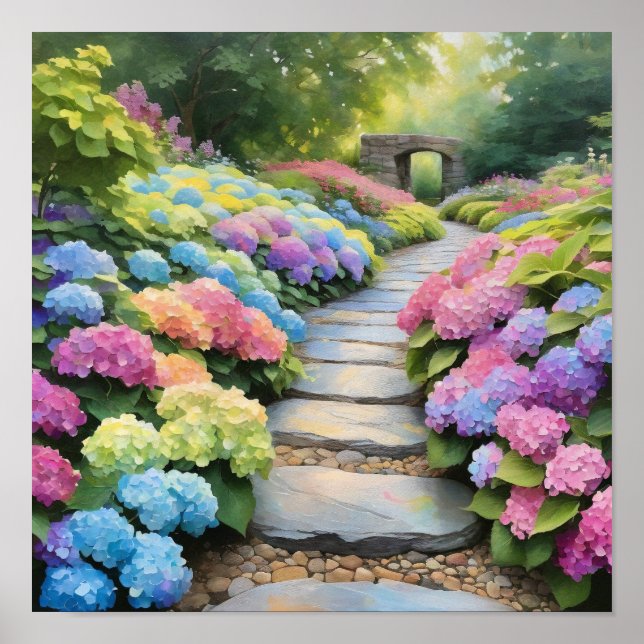 Poster Caminho do Jardim de Hortênsias Arco-íris (Frente)