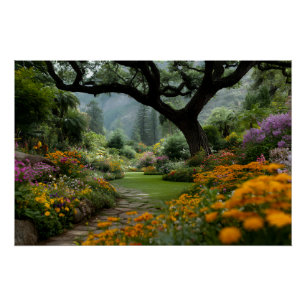 Pôster Caminho do Jardim sob o Majestoso Dossel Florido