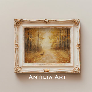 Poster Caminho do ouro na Floresta de outono - Descarte d