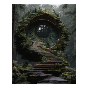 Pôster Caminho do Portal da Floresta Musgosa Fantasia Art