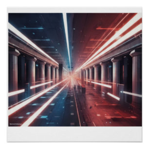 Pôster Caminho dos Líderes - Futurista Abstrato Vermelho