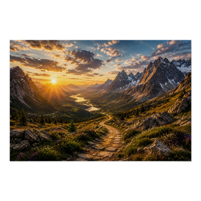 Pôster Caminho Dourado Através das Montanhas (Frente)