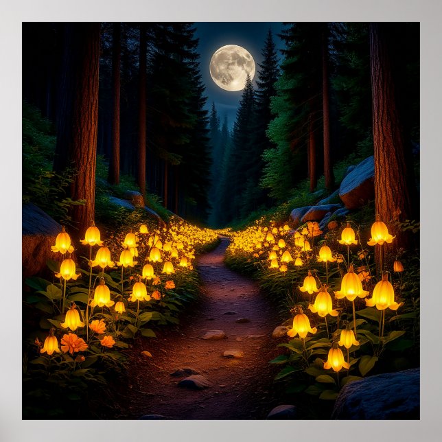 Poster Caminho Encantado da Floresta ao Luar (Frente)