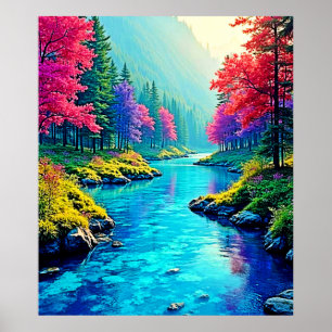 Poster Caminho Florestal Sonhador do Rio Místico Design