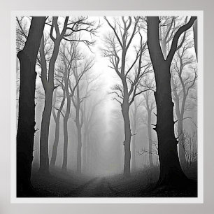 Poster Caminho Misterioso da Floresta Nebulosa