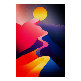 Pôster Caminho para o Sol – Vibrante Montanha Abstrata