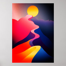 Poster Caminho para o Sol – Vibrante Montanha Abstrata