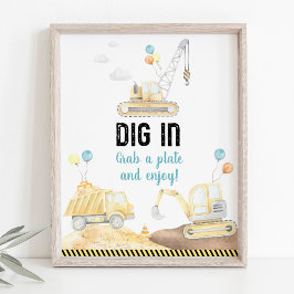 Poster Caminhões De Construção Descem No Sinal De Comida 