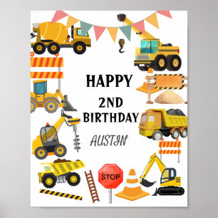 Poster Caminhões de Construção   Festa de Aniversário Inf