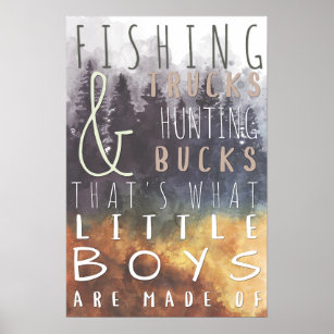 Poster Caminhões De Pesca Caçando Bucks Bebezinho Nursery