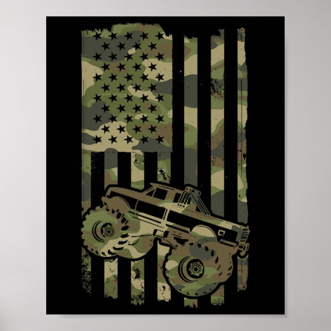 Poster Caminhoneiro Monstro Retro Caminhão Monstro Bandei (Frente)