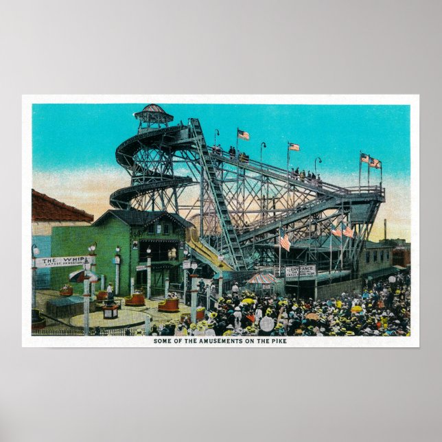 Pôster Caminhos de diversão no Pike, Long Beach (Frente)