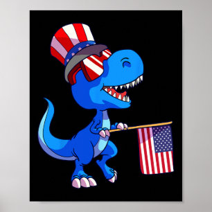Poster Camisa 4 de Julho Dinossauro Bandeira EUA Meninos
