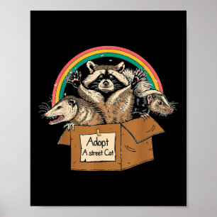 Poster Camisa Adope Um Gato De Rua Funny Opossum Guaxinim