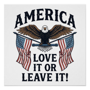 Pôster Camisa Águia Patriótica América Ame-a Ou Deixe-a_