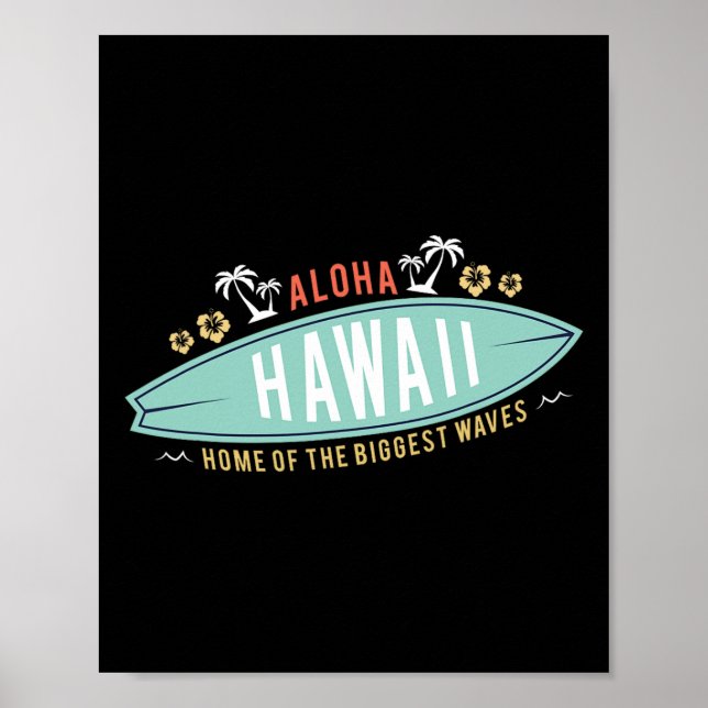 Poster Camisa Aloha Havaí Meninos Presente de Surf Surfbo (Frente)