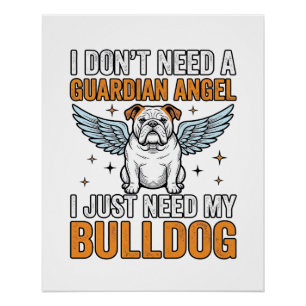Pôster Camisa Anjo da Guarda Bulldog Amante de Cães Vinta