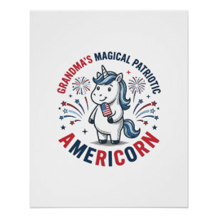Pôster Camisa Avó Patriota Americorn Unicórnio Design_1