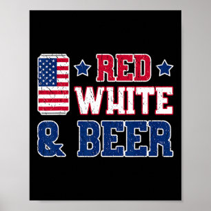 Poster Camisa Branca Vermelha E Cerveja - Usa 4 De Julho