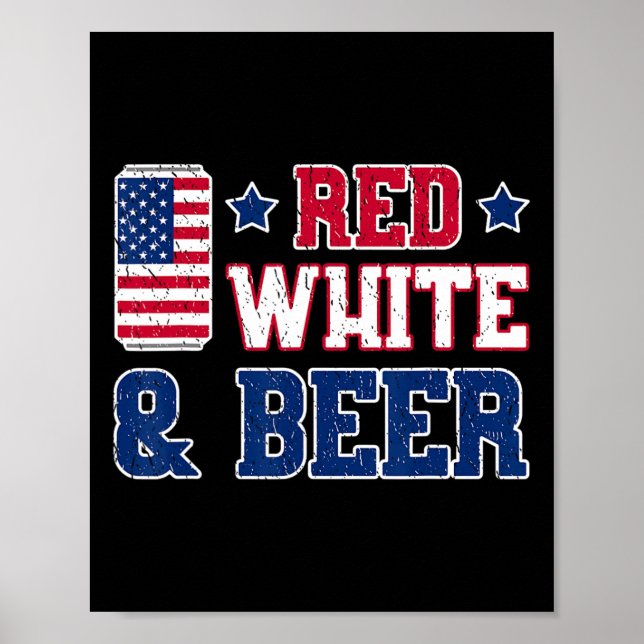 Poster Camisa Branca Vermelha E Cerveja - Usa 4 De Julho  (Frente)