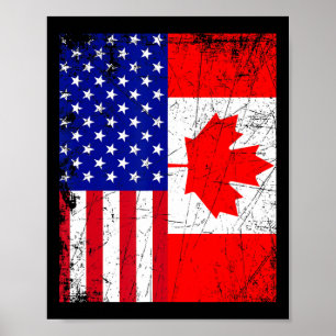 Poster Camisa Canadense Americana Usa Canadá Bandeira 4 D