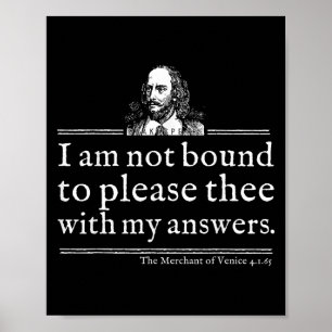 Poster Camisa Citação Shakespeare Não Obrigado a Agradar