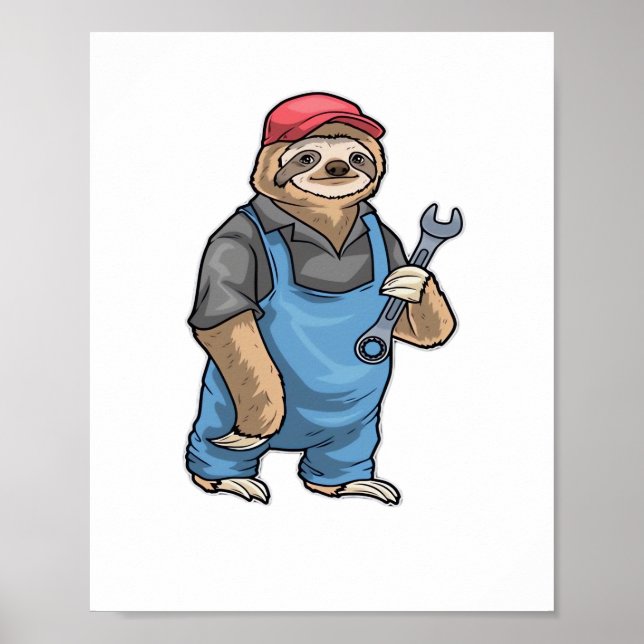 Poster Camisa Clássica Chave de Fenda Mecânico de Preguiç (Frente)