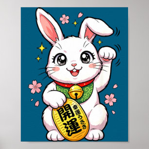 Poster Camisa Coelho Sortudo Japonês Maneki Neko