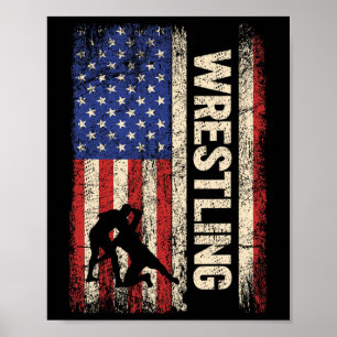 Poster Camisa da Bandeira Americana Wrestling Usa Luta 4 