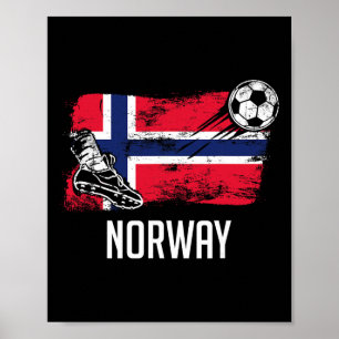 Poster Camisa da Bandeira da Noruega Time de Futebol Noru