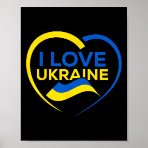 Poster Camisa da bandeira da Ucrânia Eu amo o coração da