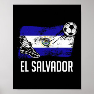 Poster Camisa da Bandeira de El Salvador Time de Futebol