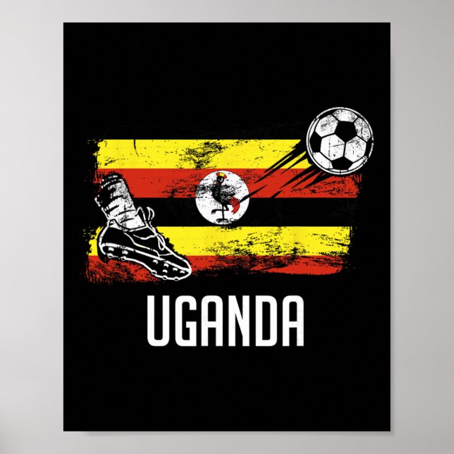 Poster Camisa da Bandeira de Uganda Time de Futebol Ugand (Frente)