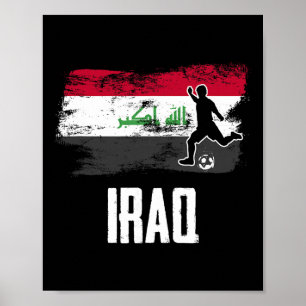 Poster Camisa da Bandeira do Iraque Time de Futebol Iraqu